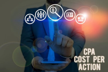 Kelime yazma metni Cpa Her Eylem Başına Maliyet. Komisyon için iş konsepti kullanıcı Bağlantı Bağına tıkladığında ödenir.