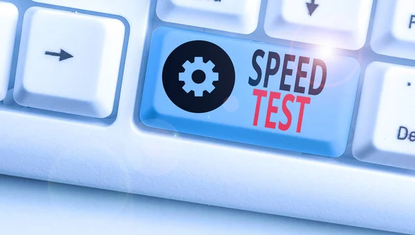 Znak tekstowy pokazujący Speed Test. Konceptualny test psychologiczny dla maksymalnej prędkości wykonania zadania. — Zdjęcie stockowe
