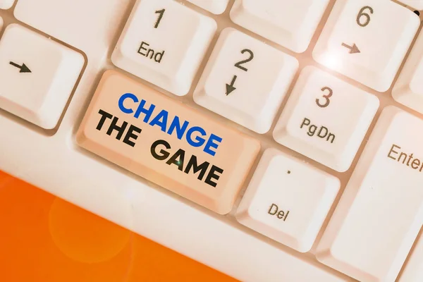 Writing note showing Change The Game. Business photo showcasing Make a movement do something different new strategies.