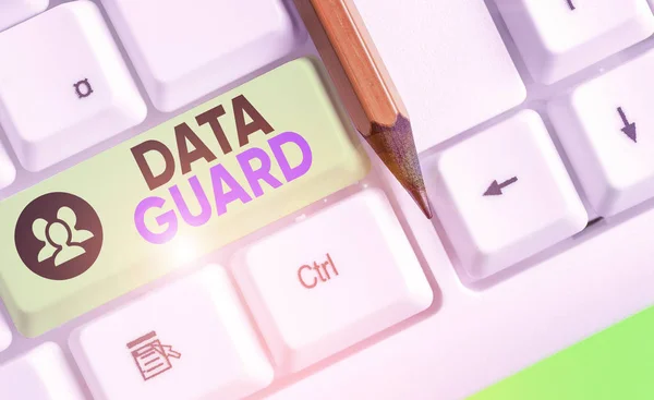 Sözcük yazma Data Guard. Felaketleri ve veri yolsuzluklarını atlatmak için analiz veritabanları için iş kavramı. — Stok fotoğraf