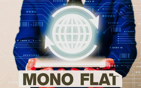 Signo de texto que muestra Mono Flat. Imagen conceptual Iconos de línea de trazos para servicios empresariales y solución para clientes . — Foto de Stock