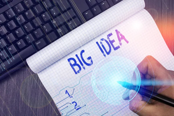 Scrivere una nota che mostra Big Idea. Business photo showcase Avere una grande soluzione di innovazione creativa o modo di pensare . — Foto Stock