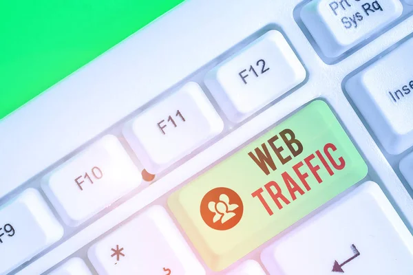 Text sign showing Web Traffic. Conceptual photo the amount of data sent and received by visitors to a website.