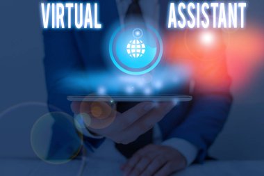 El yazısı Sanal Asistanı. Girişimcilere kimin çeşitli hizmetler sağladığını gösteren kavram.