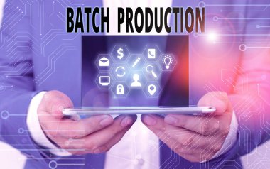 Word writing text Batch Production. Business concept for products are analysisufactured in groups called batches.