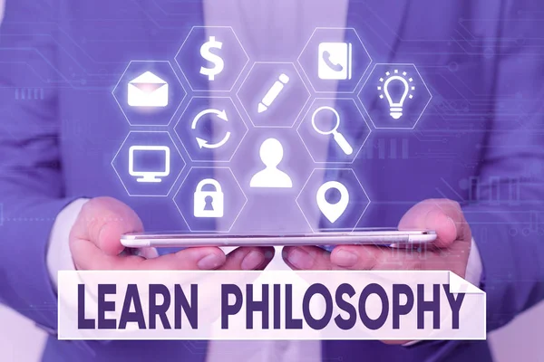 Text schreiben lernen Philosophie. Geschäftskonzept zur Entwicklung fundierter Forschungs- und Analysemethoden. — Stockfoto