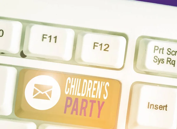 Writing note showing Children S Is Party. Business photo showcasing social gathering or the entertainment provided for kids.