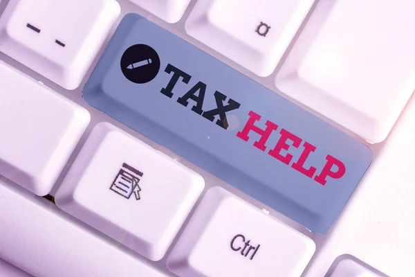 Conceptual hand writing showing Tax Help. Business photo text Assistance from the compulsory contribution to the state revenue. — Stock Photo, Image