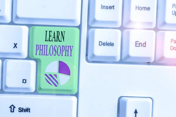 Text sign showing Learn Philosophy. Conceptual photo learn to develop sound methods of research and analysis. — Stock Photo, Image