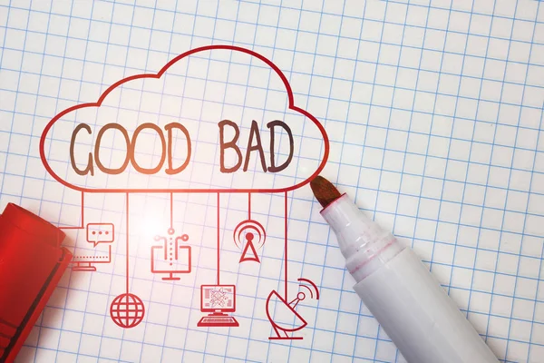 Texto de escritura de palabras Good Bad. Concepto de negocio para parecer que va a tener un resultado bueno o malo . — Foto de Stock