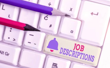 Kelime yazma metni Görev Açıklamaları. Çalışanların resmi hesapları için iş kavramı sorumluluklardır..