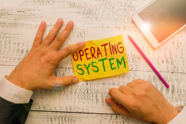 El yazısı metin işletim sistemi. Bir bilgisayarı destekleyen yazılım kavramının anlamı temel işlevlerdir. Yazma ekipmanı ve modern akıllı telefon aygıtının yanında elle tutulan not kağıdıdır..