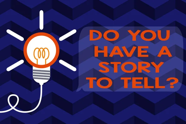 Soru Anlatacak Bir Hikayeniz Var mı yazan metin işareti. Kavramsal fotoğraf Storytelling Memories Tales Deneyimleri Büyük fikir ampul. Başarılı dönüm fikir buluş yenilik. Başlangıç. — Stok fotoğraf
