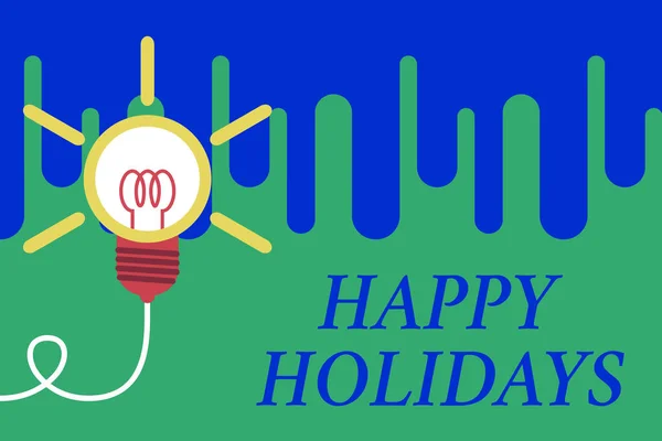 Handwriting text Happy Holidays. Concept meaning Made a short journey by a group of showing for pleasure Big idea light bulb. Successful turning idea invention innovation. Startup. — Stock Photo, Image