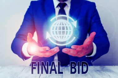 Text sign showing Final Bid. Conceptual photo The decided cost of an item which is usualy very expensive. clipart