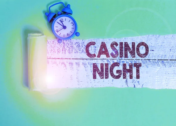 Scrivere testi a mano Casino Night. Concetto significato evento in cui può sperimentare il divertimento giocando in un casinò reale . — Foto Stock