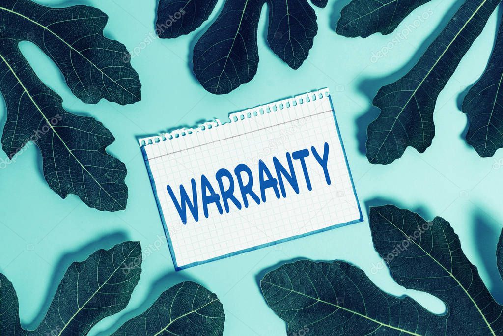 Text sign showing Warranty. Conceptual photo Free service of repair and maintenance of the product sold.