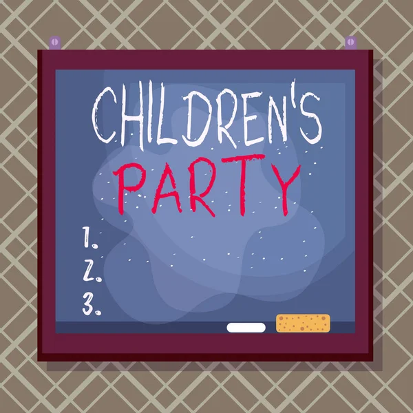 Tekst schrijven Children S Is Party. Zakelijk concept voor sociale bijeenkomst of entertainment voor kinderen Asymmetrisch ongelijk vormgegeven format patroon object outline multicolour design. — Stockfoto