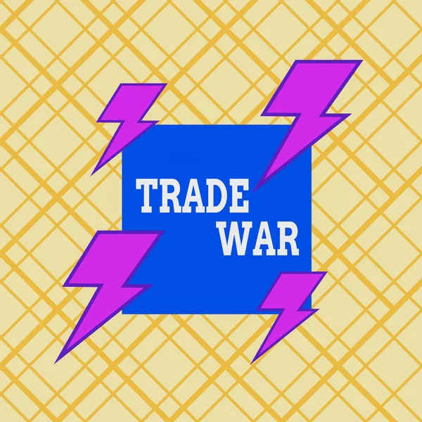 Writing note showing Trade War. Business photo showcasing a situation in which countries try to damage each other s is trade Asymmetrical format pattern object outline multicolor design. — Stock Photo, Image