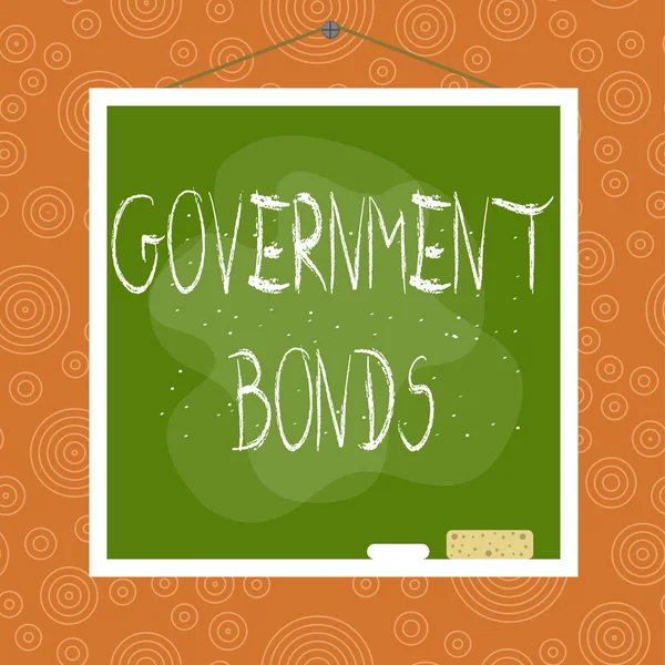 Handwriting text Government Bonds. Concept meaning debt security issued by a government to support spending Asymmetrical uneven shaped format pattern object outline multicolour design. — 스톡 사진