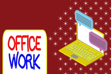 Ofis çalışmalarını gösteren kavramsal el yazısı. Bir organizasyon için herhangi bir resmi ya da idari işi gösteren iş fotoğrafı laptopun aldığı bilgiler internet kablosuz olarak iletilir.