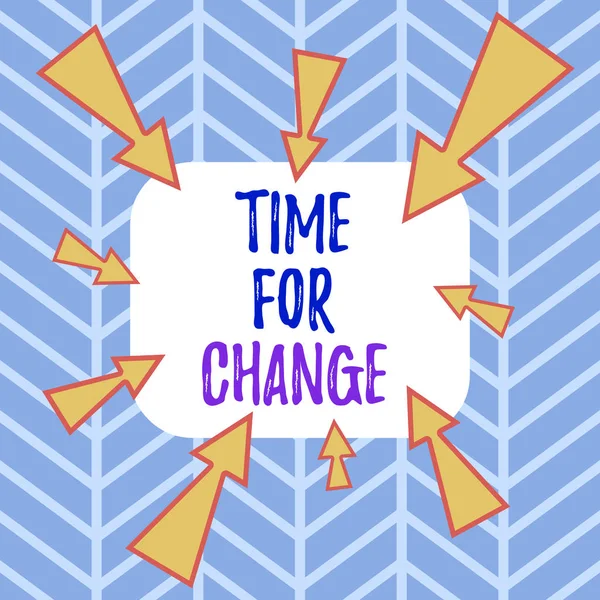 Λέξη που γράφει το κείμενο Ώρα για αλλαγή. Επιχειρηματική έννοια για την αλλαγή Moment Εξέλιξη Νέα ξεκινήματα ευκαιρία να αυξηθεί ασύμμετρη σχήμα σχήμα μοτίβο αντικείμενο περίγραμμα πολύχρωμο σχεδιασμό. — Φωτογραφία Αρχείου