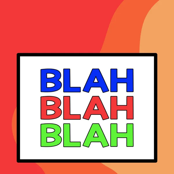 単語の書き込みテキスト｜Blah Blah Blah.あまりにも多くの偽情報の噂話ナンセンスな話のためのビジネスコンセプト一つの厚い大胆な黒アウトラインフレーム内の大きな白い空白の正方形の背景. — ストック写真