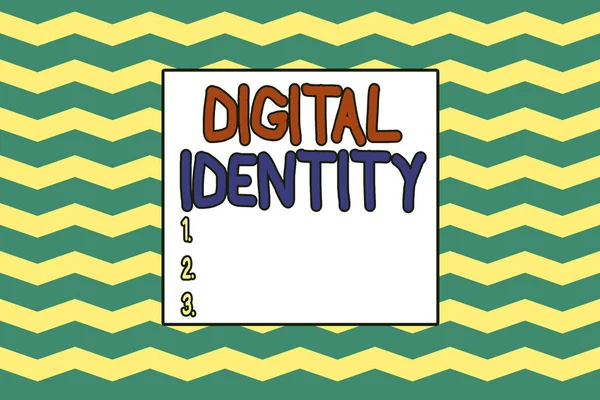 Handwriting text writing Digital Identity. Concept meaning networked identity adopted or claimed in cyberspace Seamless wavy lines pattern. Abstract texture zigzag waving. Geometric.