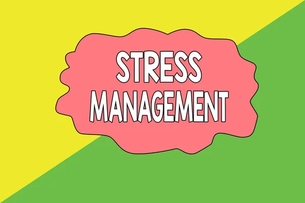Conceptual hand writing showing Stress Management. Business photo showcasing learning ways of behaving and thinking that reduce stress Geometric Background Triangles for Business Presentations. — 图库照片