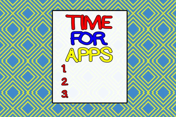 Conceptual hand writing showing Time For Apps. Business photo text The best fullfeatured service that helps communicate faster Repeating geometrical rhombus pattern Seamless design Wallpaper. — ストック写真