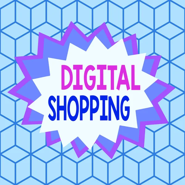 Signo de texto que muestra Digital Shopping. Foto conceptual acto de compra de productos o servicios a través de Internet asimétrico de formato desigual patrón objeto contorno diseño multicolor . —  Fotos de Stock