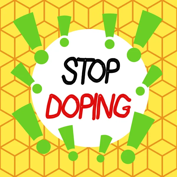 Segnale che mostra Stop Doping. Foto concettuale non utilizzare vietato uso atletico perforanalysisce migliorare farmaci asimmetrico formato irregolare modello oggetto contorno disegno multicolore . — Foto Stock