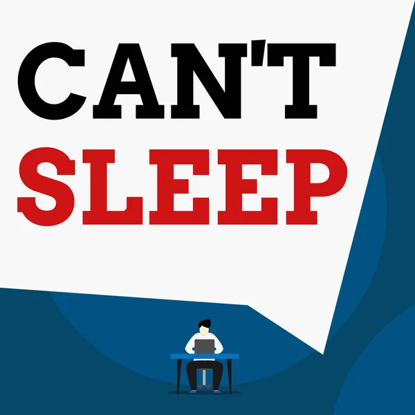 Can 't Sleep' i gösteren bir not yazıyorum. İş fotoğraflarında uykuya dalma sorunu ya da gece yarısı koltukta oturup dizüstü bilgisayarın geometrik arka planında çalışırken sık sık uyanma.. — Stok fotoğraf