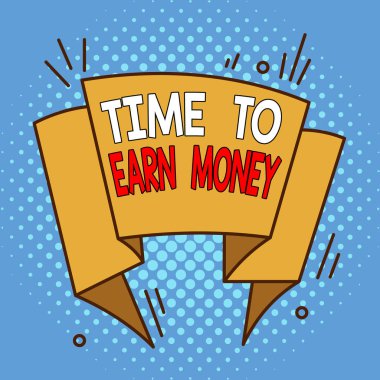 Kelime yazma zamanı para kazanmak için. İş ya da Mülkiyet Asimetrik biçimsiz biçim biçimi biçiminde çok renkli tasarım için Ödenek Almak için İş Konsepti.