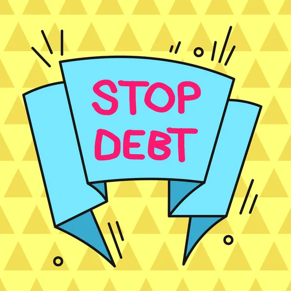 Notatka pisząca "Stop Debt". Prezentacja zdjęć biznesowych nie posiada żadnych pieniędzy ani rzeczy dla żadnej osoby fizycznej lub firmy Asymetryczny nierównomierny wzór obiektu wielobarwny. — Zdjęcie stockowe