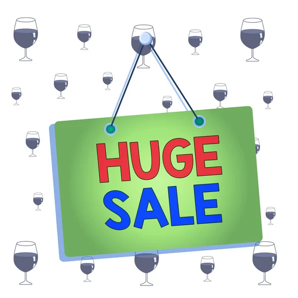 Text sign showing Huge Sale. Conceptual photo putting products on high discount Great price Black Friday Colored memo reminder empty board blank space attach background rectangle.