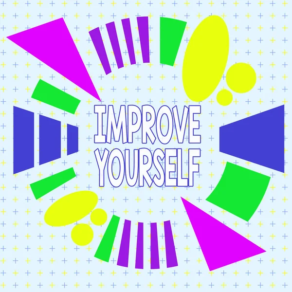 Text sign showing Improve Yourself. Conceptual photo making yourself a better or more knowledgable demonstrating Asymmetrical uneven shaped format pattern object outline multicolour design. — Stock Photo, Image