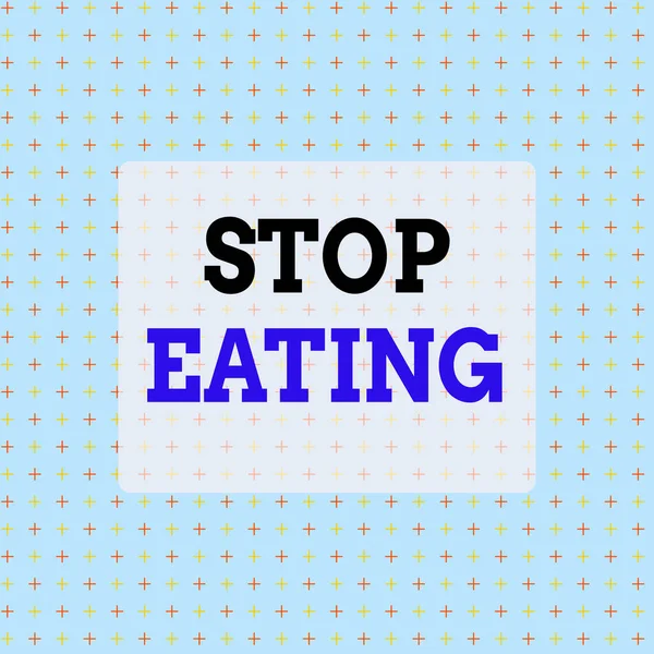 Scrittura concettuale a mano che mostra Stop Eating. Business foto testo cessare l'attività di mettere o prendere il cibo in bocca infinito allineato due toni CrossStitch Plus segno Pattern . — Foto Stock