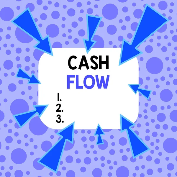Написання тексту Cash Flow. Концептуальне значення Рух грошей, що впливають на ліквідність Асиметричний нерівномірний формат об'єкта контурний багатобарвний дизайн . — стокове фото