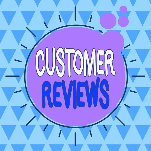 Text sign showing Customer Reviews. Conceptual photo review of a product or service made by a customer Asymmetrical uneven shaped format pattern object outline multicolour design. — 图库照片