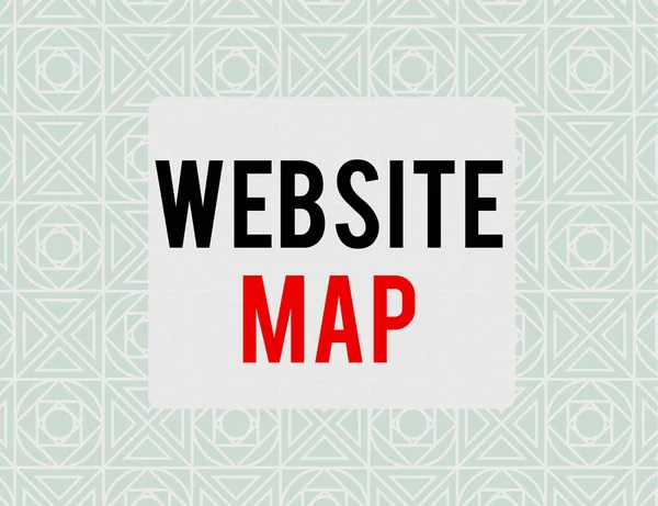 Writing note showing Website Map. Business photo showcasing designed to help both users and search engines navigate the site Endless Geometric Outline Tiles Pattern in Line against Blue Background. — 图库照片