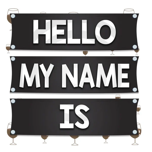 Текстовый знак "Hello My Name Is". Концептуальное фото представляя себя новым показывая работников, как презентация Деревянная панель придает ногтей красочные фоновые прямоугольные древесины древесины доски . — стоковое фото