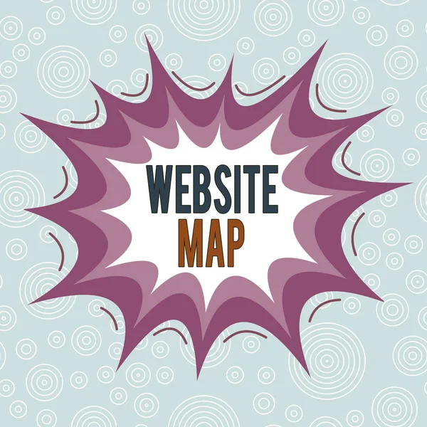 Conceptual hand writing showing Website Map. Business photo text designed to help both users and search engines navigate the site Asymmetrical uneven shaped pattern object multicolour design. — Stock Photo, Image