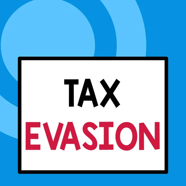 Conceptual hand writing showing Tax Evasion. Business photo text the failure to pay or the deliberate underpayment of taxes Close up view big blank rectangle abstract geometrical background.