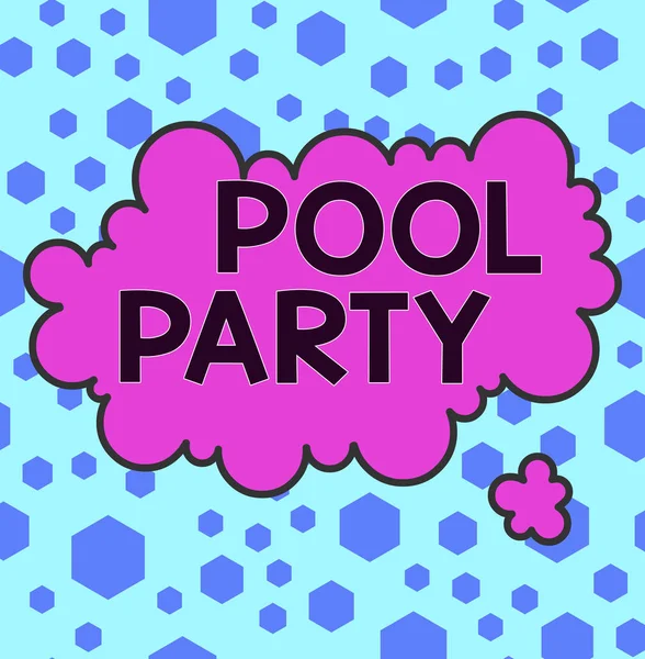 Texto manuscrito Pool Party. Concepto que significa celebración que incluye actividades en una piscina Forma asimétrica desigual patrón objeto contorno diseño multicolor . — Foto de Stock