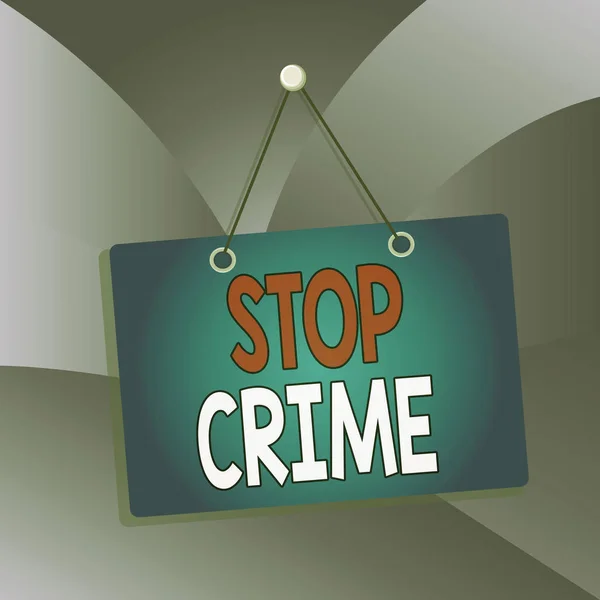 Текст почерка Stop Crime. Концепция, означающая усилия или попытки уменьшить и удержать преступников и преступников Цветные напоминание о пустой доске пустое пространство прикрепить фоновый прямоугольник . — стоковое фото