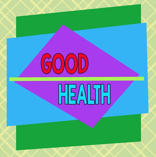 Почерк текста Good Health. Концепция, означающая состояние бодрости и свободы от телесных или психических заболеваний Асимметричный неравномерный формат шаблона объекта очертания многоцветный дизайн . — стоковое фото