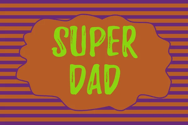 Text sign showing Super Dad. Conceptual photo Children idol and super hero an inspiration to look upon to Seamless horizontal lines background drawing lines. Simple wallpaper banner.