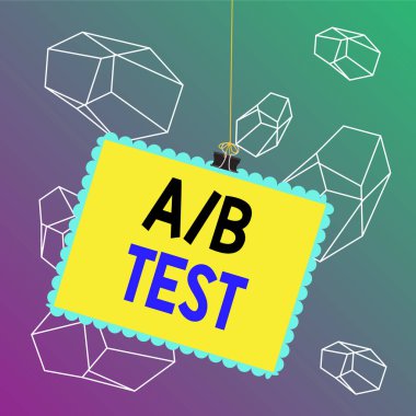 Kelime yazma A veya B testi. Tüketicileri test etmek için iş konsepti ürünler arasında beceriyi tercih eder. Pullu cilt raptiye kağıdı kare renk çerçeve yuvarlak ipucu etiketi.