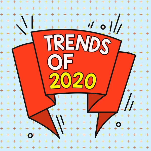 Handschrifttekst Trends Of 2020. Concept betekent dingen die beroemd is voor een korte periode van tijd in het lopende jaar Asymmetrische ongelijke vorm formaat patroon object contouren veelkleurig ontwerp. — Stockfoto
